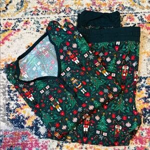 Little Sleepies Holiday Pajama Set - Green and Pink